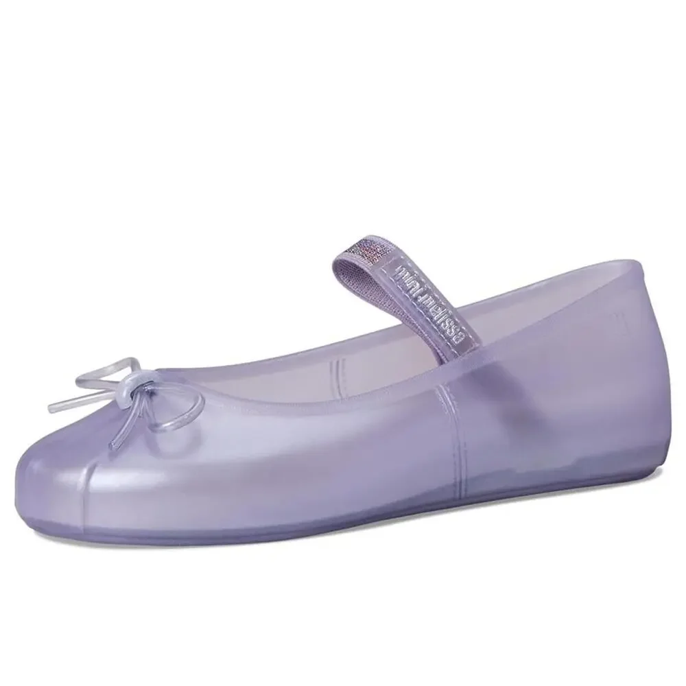 Mini Melissa Sophie Ballet Flats Girls US 3 Pearly Lilac Bow Slip On HTAT1743